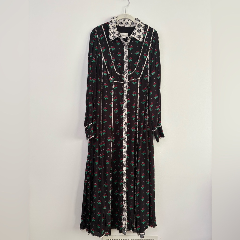 NWT Anthropologie Midi Floral Shirt Dress Size Medium - Picture 2 of 6